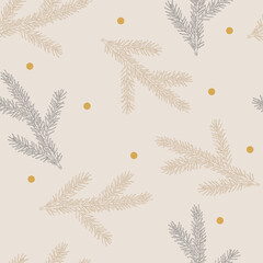 New year and Chrisnmas background with fir branch