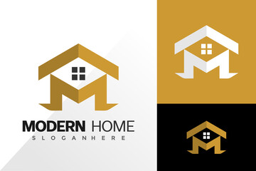 Modern Home Building with Initial Letter M logo vector design. Abstract emblem, designs concept, logos, logotype element for template