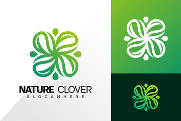 Nature clover logo vector design. Abstract emblem  designs concept  logos  logotype element for template