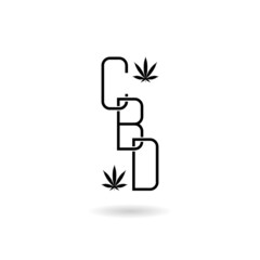 CBD Cannabis icon with shadow isolated on white background
