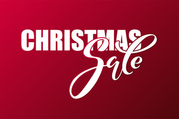 Christmas sale hand lettering calligraphy. Vector holiday illustration element. Typographic element for banner, poster, congratulations.