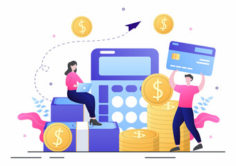 Investment Financial Success Freedom Flat Vector Illustration. Business People Increasing Capital and Profits by Managing Finances Well or Saving Coin