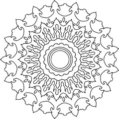 Mandala black and white design, coloring page, texture, background, vintage, tattoo