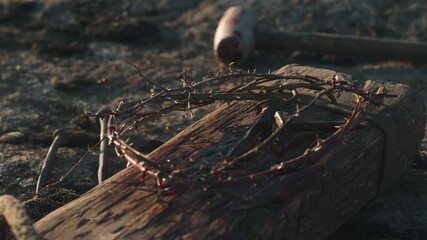 Crown of thorns and nails on cross