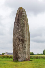 Champ Dolent Menhir. Prehistoric monument at Dol de Bretagne in Brittany. France.