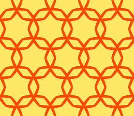 Fototapeta premium Decorative geometric vector seamless pattern with ornamental shapes, color arabesque background design.