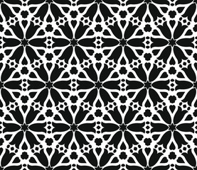 Decorative vector seamless pattern with ornamental shapes, arabesque background design.