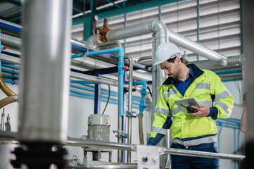 technician inspection engineer working to maintenance a construction equipment industry
