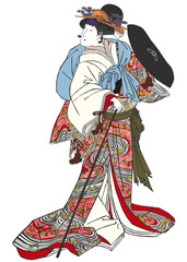 歌川豊国「瀬川路之助桜下道行図」