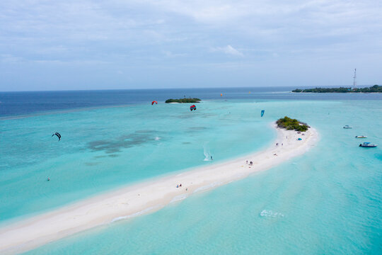 beach with water kite surf in Maldives