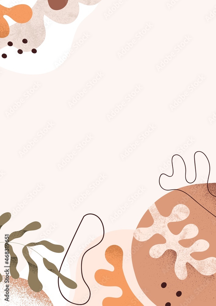 Aufkleber modern background design with trendy minimalistic shapes and leaf. stylish fashion card with floral 