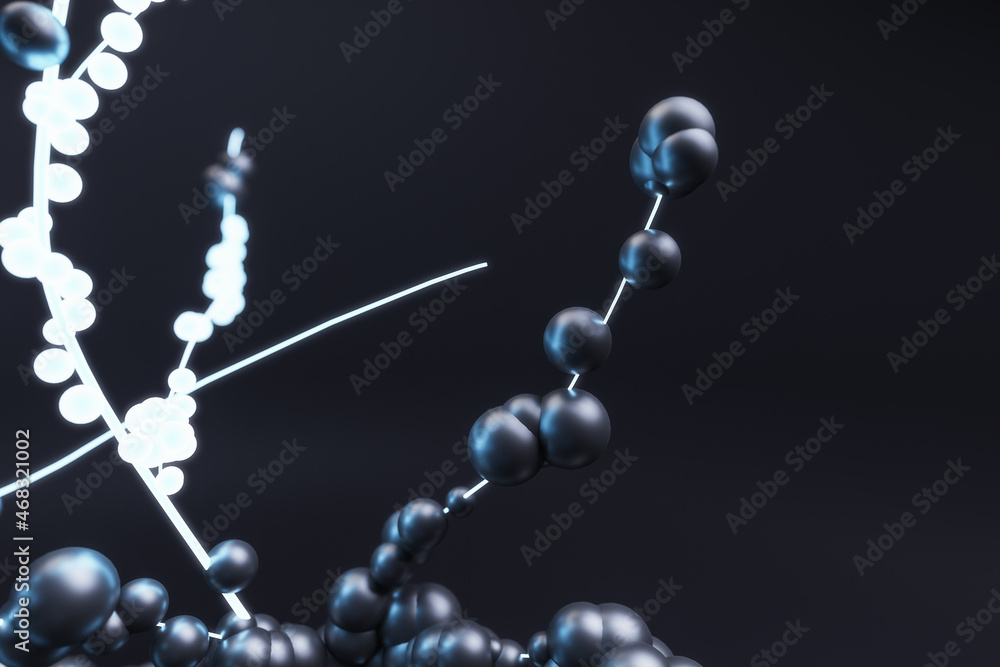 Poster Creative black backdrop with digital cirlces. Decor and landing page concept. 3D Rendering.