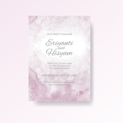 Watercolor wedding invitation card. Beautiful wedding card watercolor with splash.