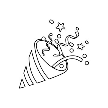 Party popper with confetti icon. birthday cracker symbol. vector illustration