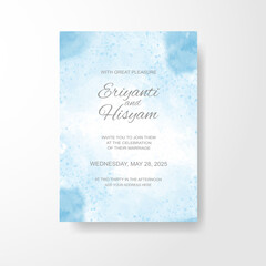 Watercolor wedding invitation card. Beautiful wedding card watercolor with splash.