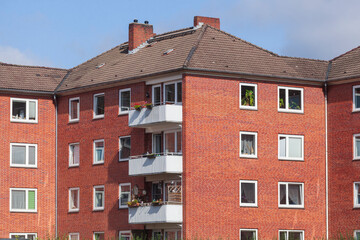 Wohngebäude aus Backstein, Wilhelmshaven, Niedersachsen, Deutschland, Europa