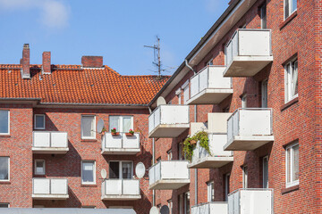 Wohngebäude aus Backstein, Wilhelmshaven, Niedersachsen, Deutschland, Europa