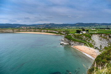 Langre beach in Cantabria, with its cliffs, near Santander.