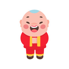 Chinese children wear red national costumes to celebrate Chinese New Year.