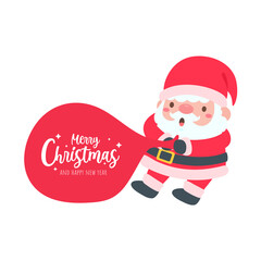 cartoon santa wearing red knitted hat for decorating Christmas greeting cards