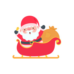 cartoon santa wearing red knitted hat for decorating Christmas greeting cards