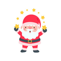 cartoon santa wearing red knitted hat for decorating Christmas greeting cards