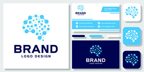 Brain Data Technology Digital Human Mind Innovation Genius Logo Design with Business Card Template