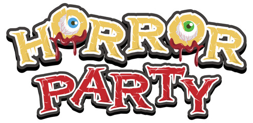 Creepy eye on Horror Party word banner