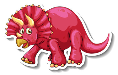 Triceratops dinosaur cartoon character sticker
