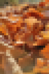 beautiful orange brown pixel autumn background vertical,