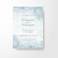Watercolor wedding invitation card. Beautiful wedding card watercolor with splash.
