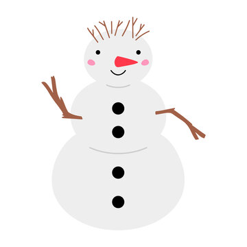 Cute cartoon snowman. Vector illustration, isolated on a white background. © Nadejda