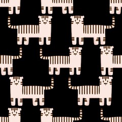 Seamless pattern with abstract cats. Animals design for fabric, textile, wallpaper and packaging 