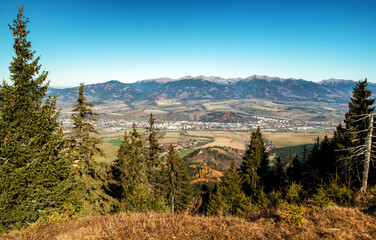 View from hill Demanovska Hora on city Liptovsky Mikulas, Slovakia