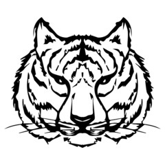 Silhouette of a tigers head. Symbol of the year. The feline family. Tigers head. Hand - drawn