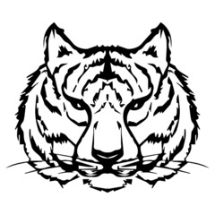 Silhouette of a tigers head. Symbol of the year. The feline family. Tigers head. Hand - drawn