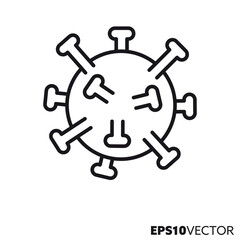 Corona virus vector line iconCorona virus line icon. Outline symbol of Covid-19 pathogen. Pandemic and illness concept flat vector illustration.