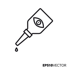 Bottle with eye drops line icon. Outline symbol of medication. Health care and medicine concept flat vector illustration.