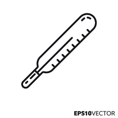 Analogue clinical thermometer line icon. Outline symbol of medical equipment. Health care and medicine concept flat vector illustration.