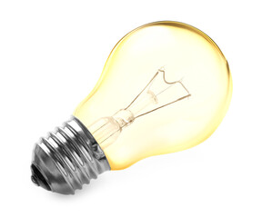 Modern glowing lamp bulb on white background