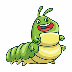 cartoon illustration smiling caterpillar