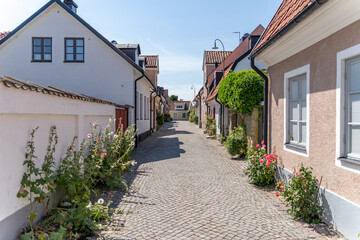 Medieval streets of the old town of Visby in Gotland, Sweden