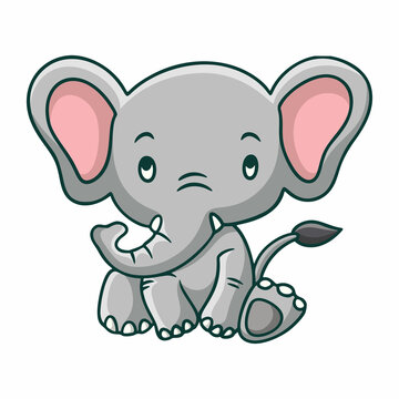 cartoon illustration sit elephant