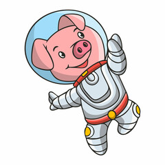 cartoon illustration astronaut pig