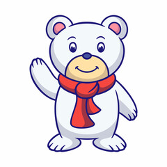 Obraz premium cartoon illustration polar bear waving hand