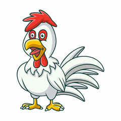 cartoon illustration rooster crowing