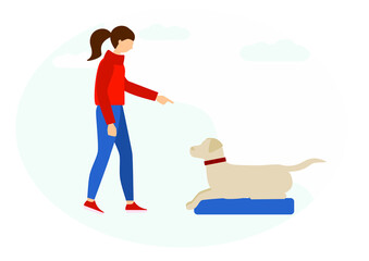 Training, dog training. Vector image