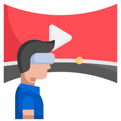 VR VIDEO flat icon,linear,outline,graphic,illustration