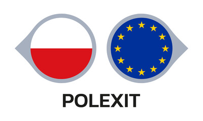 Polexit icon with Poland and EU flags. Poland and Europe crisis symbol. Vector illustration.