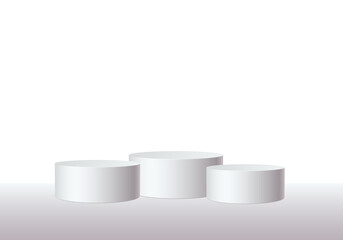 3d podium, platform or stage. Product presentation, winner pedestal or stand isolated on white background. Vector illustration.